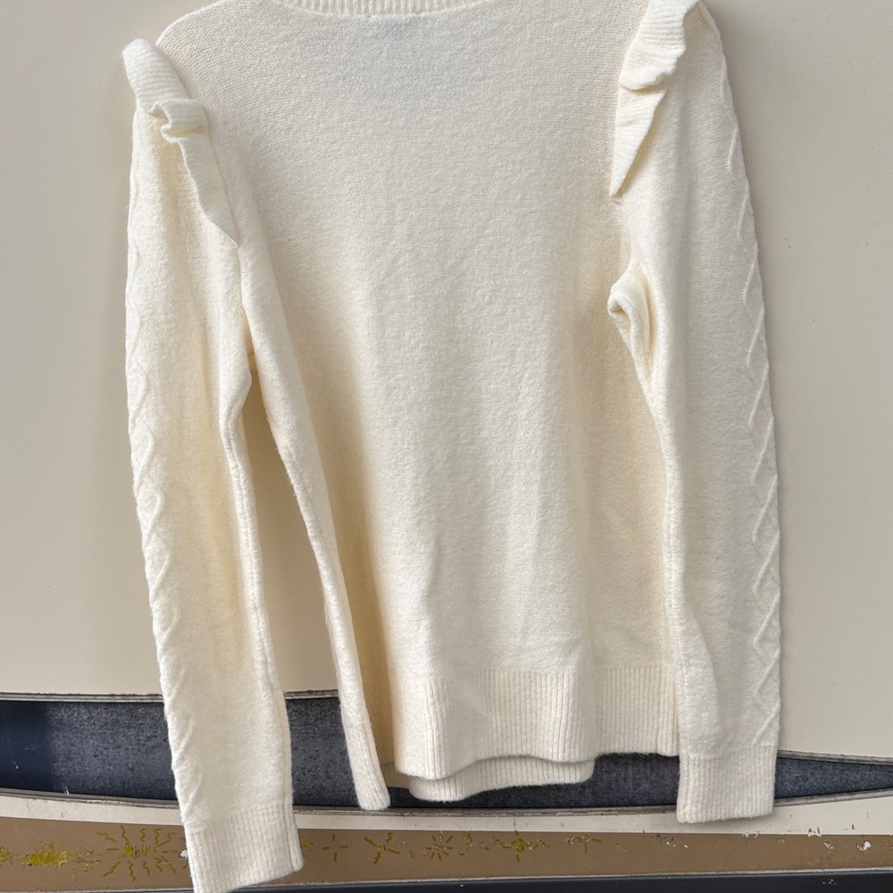 Talbots Ivory Sweater with Ruffle Accents - Picture 4 of 8
